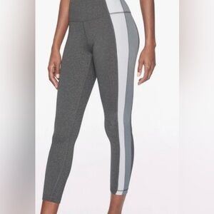 Athleta Salutation PowerVita  7/8 Heather grey colorblock leggings
